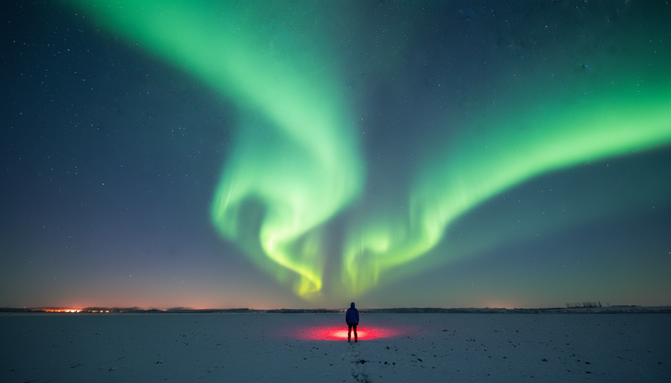 Iceland Travel Center - Glacier landscape with northern lights